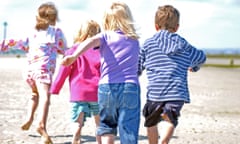 Children play on a British beach