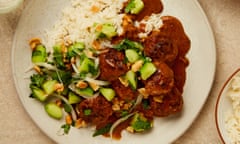 Yotam Ottolenghi's meatballs in peanut gravy with a cucumber lime and peanut salad.