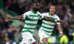 Odsonne Edouard celebrates scoring his side’s second goal against AIK.