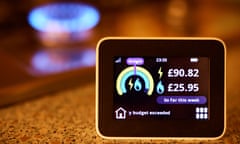 Smart meter on a worktop with gas ring on in the background