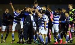 Oxford City celebrate their 2-1 victory in FA Cup First Round over Northampton.