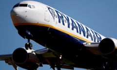 A Ryanair Boeing 737 aircraft approaches Paris-Beauvais airport in Tillé in 2018