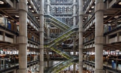 Inside the Lloyd's of London building in Lime Street