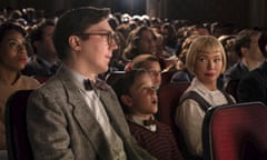 This image released by Universal Pictures and Amblin Entertainment shows Paul Dano, Mateo Zoryan Francis-DeFord and Michelle Williams in a scene from "The Fabelmans." (Merie Weismiller Wallace/Universal Pictures and Amblin Entertainment via AP) . Film still