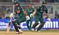 Pakistan's Abdullah Shafique (left) and Fakhar Zaman run between the wickets in the win over Bangladesh