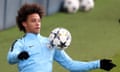 Leroy Sane trained with his team-mates before the visit to Basel