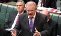 Then social services minister Scott Morrison speaks in parliament in 2015