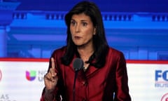 Nikki Haley speaks during the Republican presidential primary debate 