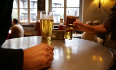 two pints on a bar table