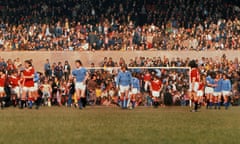 A despondent Denis Law (far right) is congratulated by Dennis Tueart and Tommy Booth after scoring the goal that relegated his former club at Old Trafford in 1974.