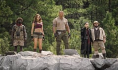 Kevin Hart, Karen Gillan, Dwayne Johnson, Awkwafina and Jack Black in Jumanji: The Next Level.