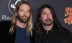 Foo Fighters drummer Taylor Hawkins and Dave Grohl at the premiere of the band’s film Studio 666 in Los Angeles.