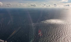 Aerial photo released by the Danish defence ministry in September shows the Nord Stream gas pipeline leak site. 