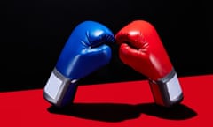 Dueling Boxing Gloves<br>red and blue boxing gloves