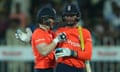 Eoin Morgan and Jos Buttler celebrate after winning the match.