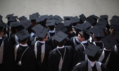 Students in graduation gowns