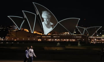 The Sydney Opera House is illuminated in honour of Queen Elizabeth II in Sydney on Friday, September 9.