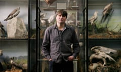 Tolson Mueseum<br>Simon Armitage in the Bird Room, Tolson Museum, Huddersfield. Yorkshire. Golden Eagle Taxidermy birds Simon Armitage Museum Huddersfield 