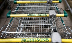 Shopping trolleys at a Morrisons supermarket.