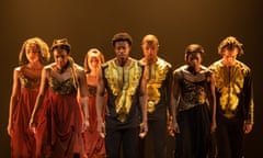 L to r … Rosanna Lindsey, Isabela Coracy, Sayaka Ichikawa, Mthuthuzeli November, José Alves, Cira Robinson and Ebony Thomas in Black Sun.