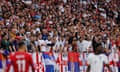 England fans at the Arena AufSchalke for the 1-0 Group C win against Serbia