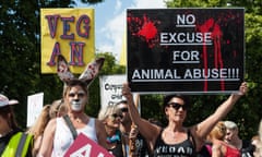 campaigners on a pro-vegan, anti-animal cruelty march in London