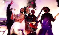 Usher at H.E.R perform during the Super Bowl half-time show