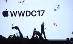 2017 Apple Worldwide Developer Conference<br>SAN JOSE, CA - JUNE 05:  Apple's CEO Tim Cook speaks during the opening keynote address the 2017 Apple Worldwide Developer Conference (WWDC) at San Jose Convention Center on June 5, 2017 in San Jose, California, America. The WWDC kicks off on Monday with speeches themed on new operating system, new iPad Pro and HomePod, music speaker and home assistant.  (Photo by VCG/VCG via Getty Images)