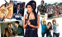 Clockwise from top left: Hedwig and the Angry Inch, Nick Cave in 20,000 Days on Earth, Amy Winehouse, Nina Simone, Woodstock, This Is Spinal Tap, Forest Whitaker and Samuel E Wright in Bird.