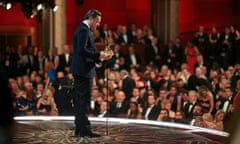 88th Annual Academy Awards - Backstage And Audience<br>HOLLYWOOD, CA - FEBRUARY 28:  Actor Leonardo DiCaprio accepts the Best Performance by an Actor in a Leading Role award for "The Revenant" onstage during the 88th Annual Academy Awards at Dolby Theatre on February 28, 2016 in Hollywood, California.  (Photo by Christopher Polk/Getty Images)