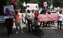 Friends and family of people convicted under joint enterprise law protest in Westminster, London in 2021.