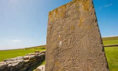 Pictish symbol stone, Brough of Birsay, Orkney Scotland UK<br>Pictish symbol stone, Brough of Birsay, Orkney Scotland UK