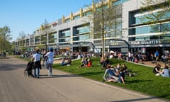 Bars and restaurants at Here East, built in the former media centre of the 2012 Olympics. 