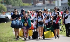 People head for the Reading Festival in 2019.