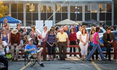 Corner of Walnut Street and E Charles Street, downtown Muncie during a First Thursday Arts Walk event.