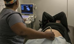 Pregnant woman having an ultrasound