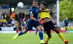 Burton’s Richard Nartey challenges Jonson Clarke-Harris of Bristol Rovers on his debut for Albion.