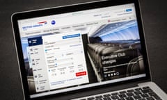 Booking with British Airways on a computer.