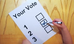 Child filling in a voting form