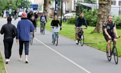 Cyclists in London Fields in Hackney.