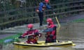 A search operation underway on the River Soar in Leicester.