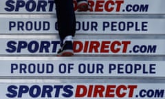 Stairs at Sports Direct saying: 'Proud of our people'