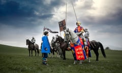 Sally Hawkins as Philippa Langley, and Harry Lloyd as Richard III in The Lost King, film still