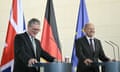 Keir Starmer, left, and Olaf Scholz at their press conference in Berlin on wednesday.