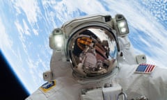 Astronaut Mike Hopkins during a spacewalk from the ISS in December 2013.