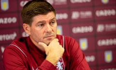 Steven Gerrard talks to the media on Friday.