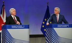 David Davis and Michel Barnier hold a joint press conference following Brexit talks in Brussels.