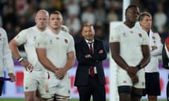 England v South Africa - Rugby World Cup 2019 Final<br>YOKOHAMA, JAPAN - NOVEMBER 02: Eddie Jones, the England head coach, looks on after their defeat during the Rugby World Cup 2019 Final between England and South Africa at International Stadium Yokohama on November 02, 2019 in Yokohama, Kanagawa, Japan. (Photo by David Rogers/Getty Images)