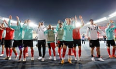 Austria celebrate with their fans after beating Serbia in their final home friendly before Euro 2024.