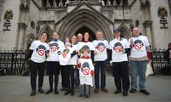 Supporters of ClientEarth’s legal challenge against the government over air pollution outside the High Court in London